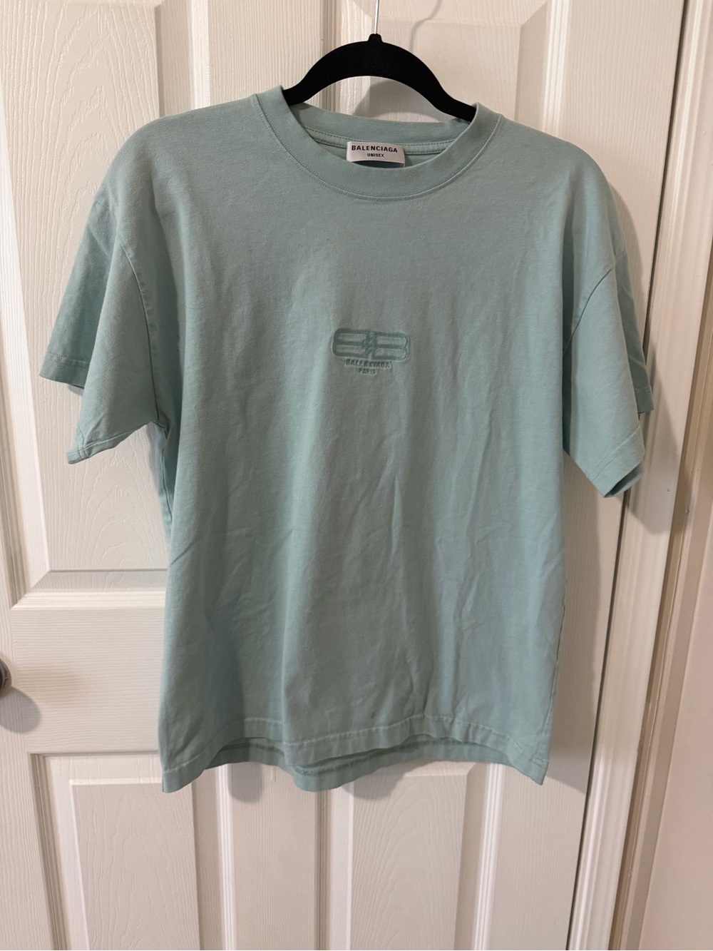 Balenciaga Pastel Mint Green Short Sleeve Logo Tee